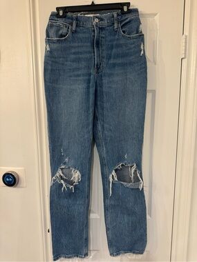 Abercrombie & Fitch Distressed Blue Straight-Leg Jeans